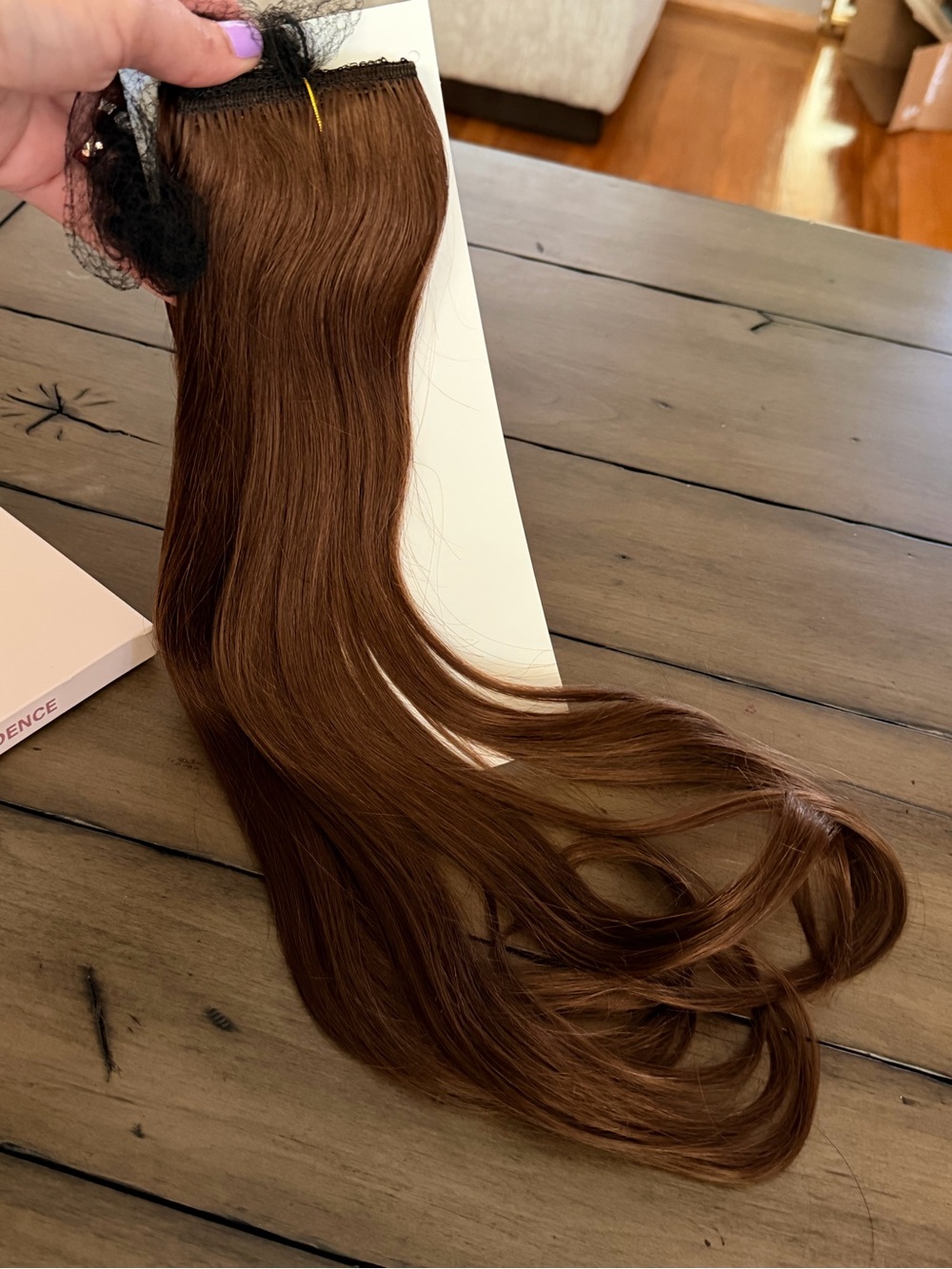 18” Dark Brown #4 Halo‎ Fishwire Clip-In Human Hair Extension 1pc #033 - Picture 14 of 14